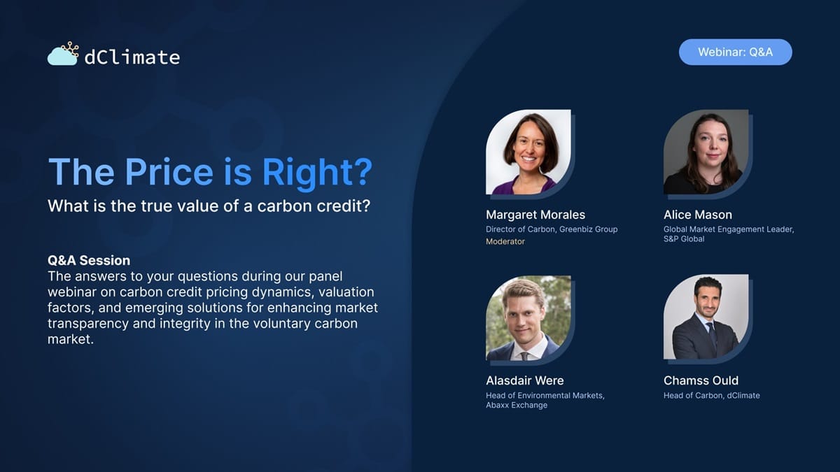 Webinar Q&A: What is the True Value of a Carbon Credit?